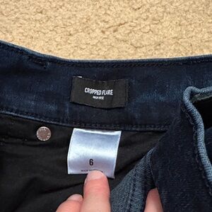 Express Dark Blue Cropped Flare Jeans